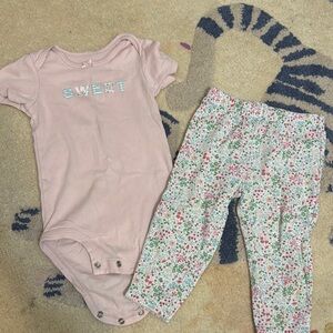 Sweet Pink Onesie and Floral Pants Set
